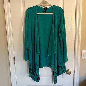 Disney Teal Open Front Aladdin/Jasmin/ Genie Cardigan Waterfall Style